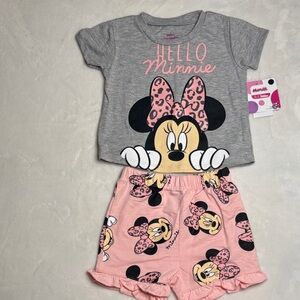 Disney Minnie Mouse Gray and Pink Pajama Set